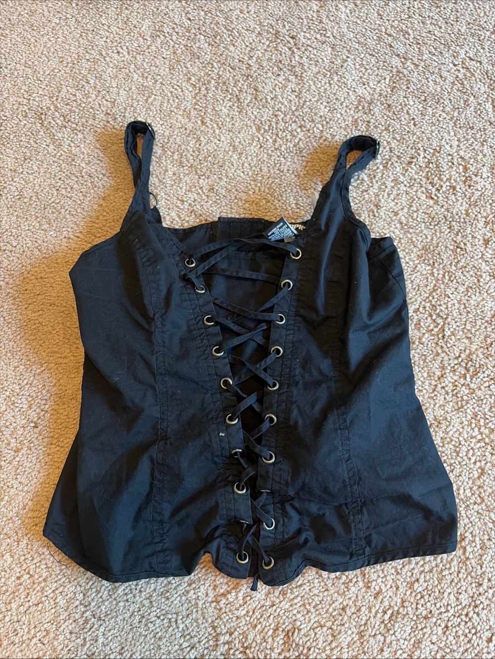 Hot Topic Black Lace-Up Corset Top Gothic Fairy Grunge Size Large